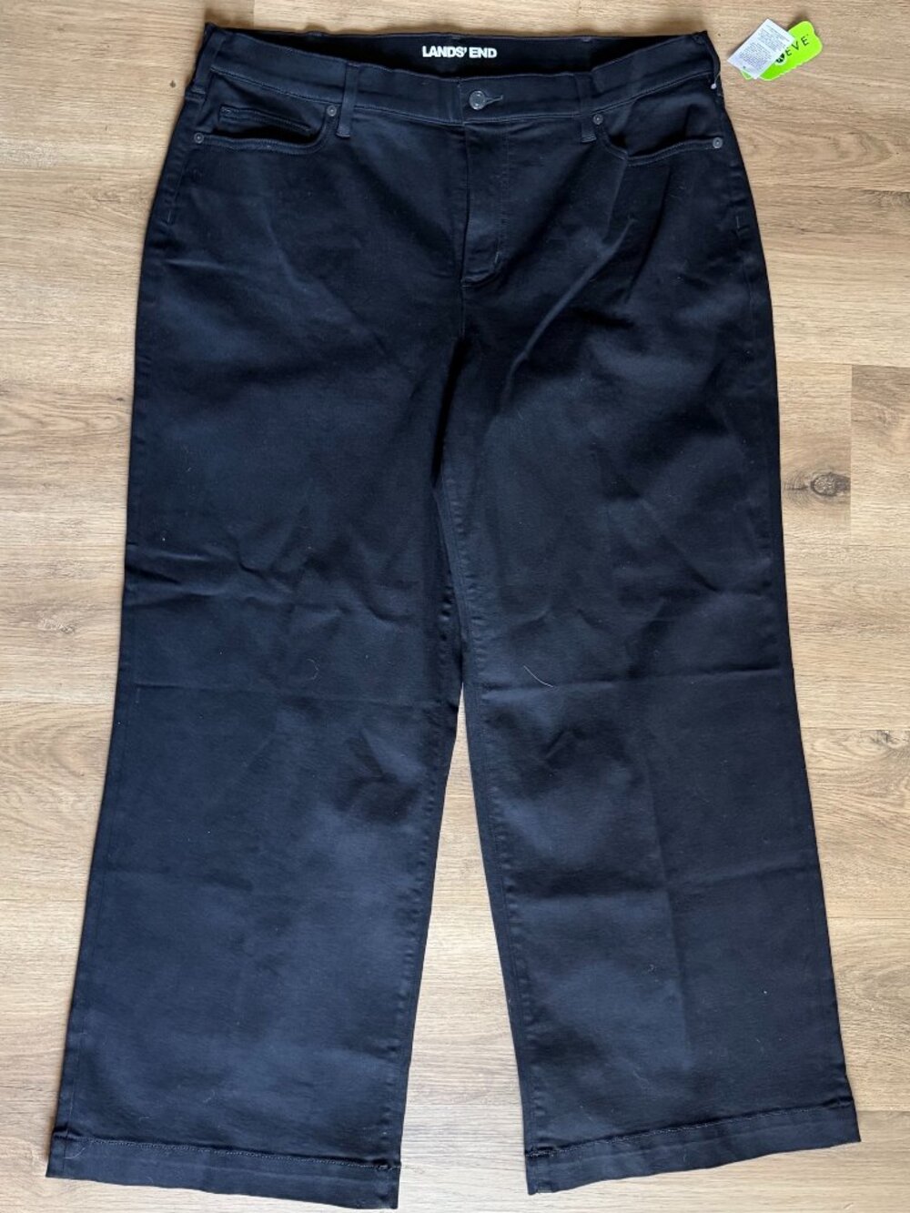 NWT Lands' End Women's High Rise Extra Wide Leg Jeans Black Size 20W